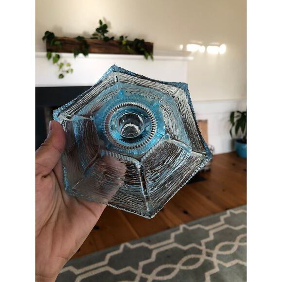Vintage Turquoise Blue Depression Glass Decorative Candle Holder - Picture 5 of 10
